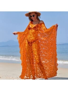 Beach Cover Up Boho Lace Kimono Bikini Robe Swimsuit Bathing Suit Costume Role